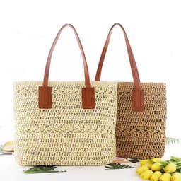 image-Yvesan Straw Woven Bag - Khaki Pillow Handbag