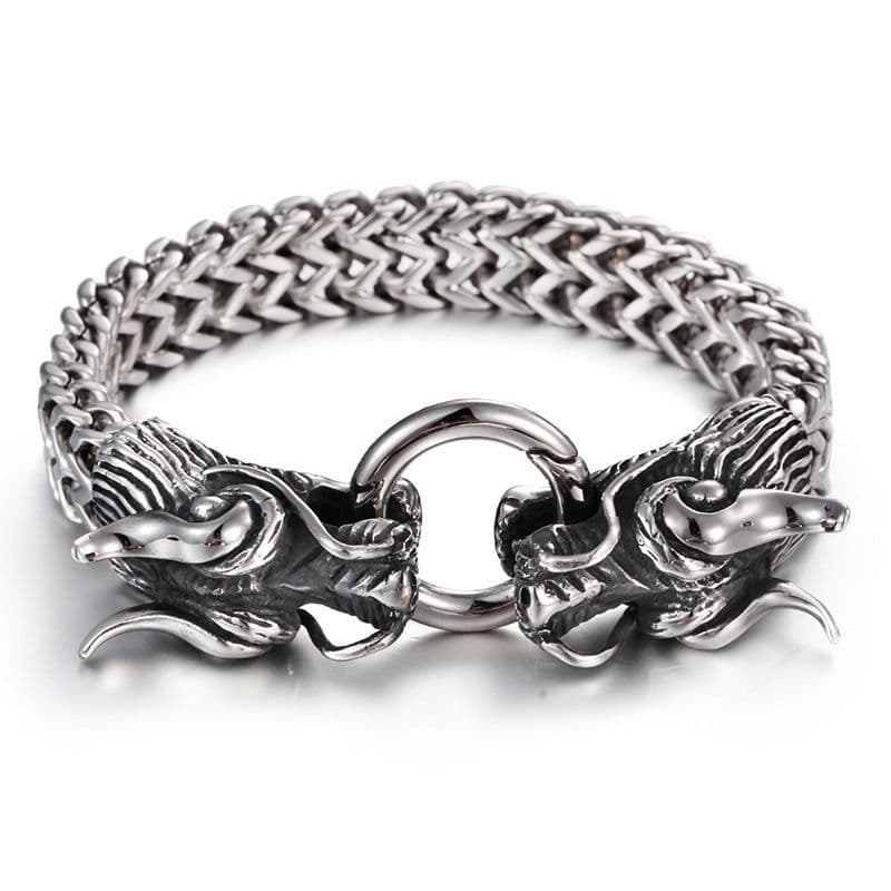 image-European and American Trend Jewelry Wholesale Men's Multilayer Bracelet Domineering Double Dragon Men's Bracelet Faucet Buckle