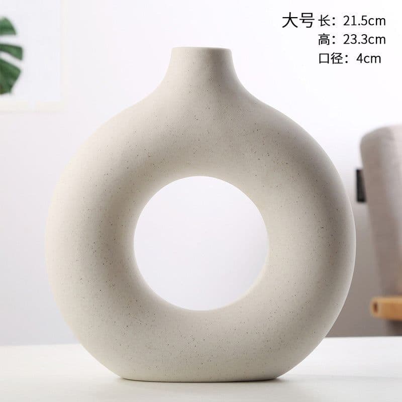 image-Nordic Ceramic Flower Arrangement Vase - Creative Round Dry Hydroponic Decor