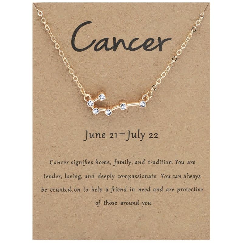 image-Yulu 12-Constellation Diamond Necklace Alloy Clavicle Chain - Brown