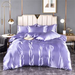 image-4-Piece Ice Silk Bedding Set - Pink Silver Gray