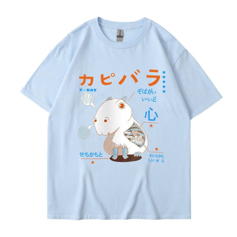 image-Men's Cartoon Hamster T-Shirt - Dark Gray Short Sleeve