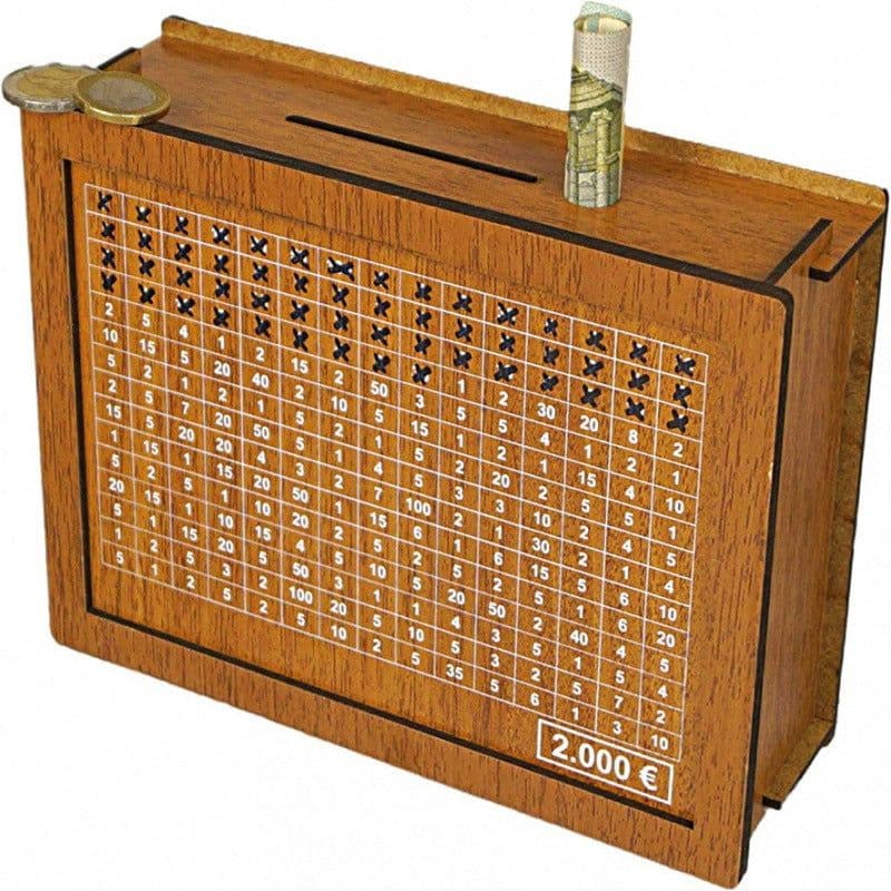image-Wooden Money Box Counter Piggy Bank Storage