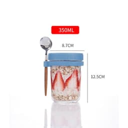 image-Oatmeal Cup Overnight Oatmeal Cup Breakfast Cup with Spoon Lid Mason Cup Glass Salad Jar Yogurt Cup