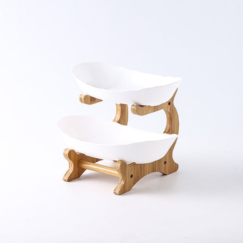 image-Answer Qi Fruit Plate - Plastic Wooden Frame - Beige - Two/Three-Layer - Modern Minimalist