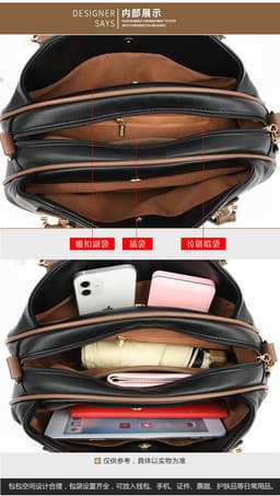 image-Cross-border women's bag 2023 new all-match middle-aged mother's bag Korean version of color contrast single shoulder Messenger bag atmospheric handbag bag