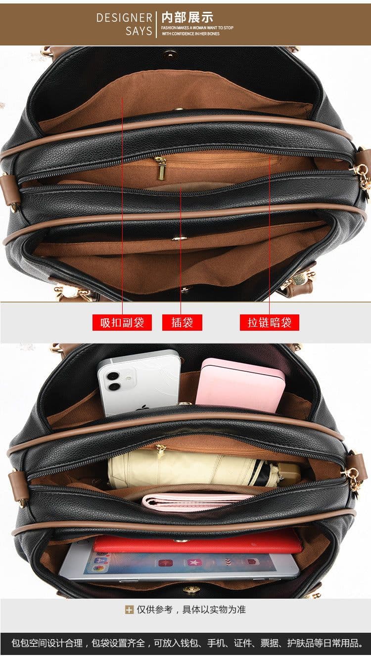 image-Cross-border women's bag 2023 new all-match middle-aged mother's bag Korean version of color contrast single shoulder Messenger bag atmospheric handbag bag