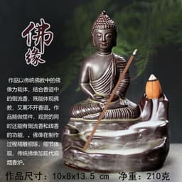 image-Kuqi Zisha Indoor Home Decoration Figure Maitreya Buddha Buddha Margin Hand-painted Gold Incense Incense Back Incense Burner Incense Road