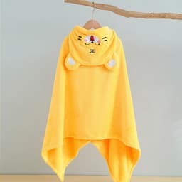 image-Bo Chuhui Long-eared Monkey Hooded Bathrobe - Purple Coral Fleece