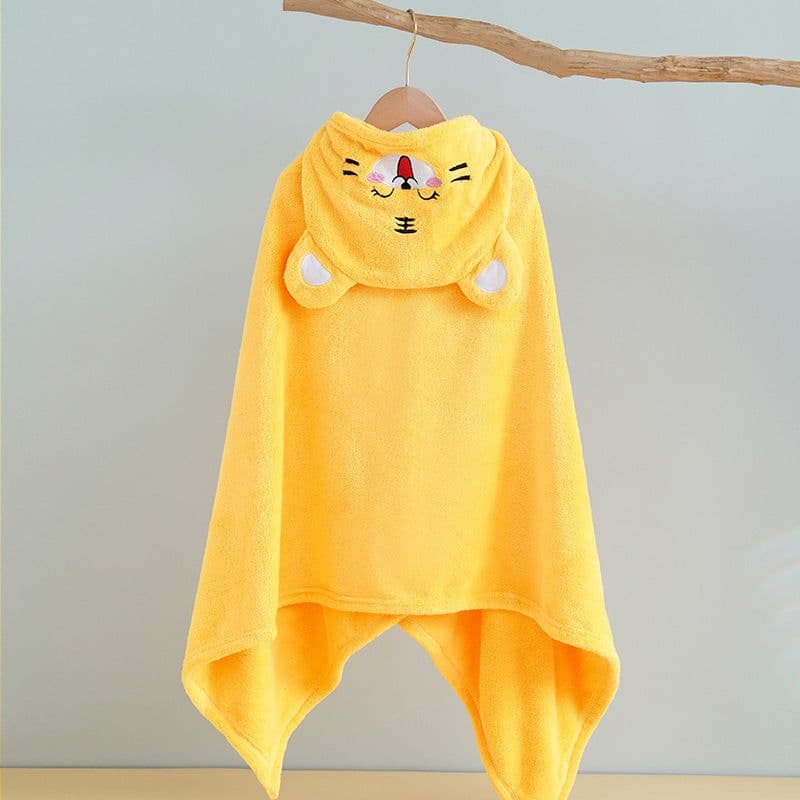 image-Bo Chuhui Long-eared Monkey Hooded Bathrobe - Purple Coral Fleece
