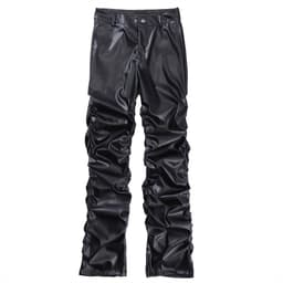 image-Dark Punk Leather Pants - Men's Hip Hop Loose Casual