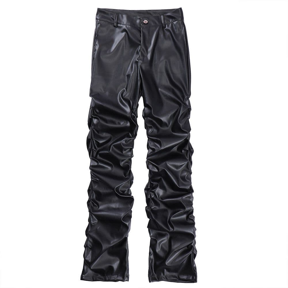 image-Dark Punk Leather Pants - Men's Hip Hop Loose Casual