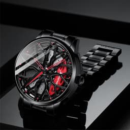 image-SVJ Men's Quartz Watch - 3D Hollow Forged Wheel Design