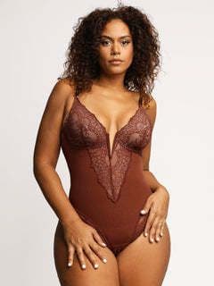 image-Sexy Hua Dai'er Lace Bodysuit - Black, Large Size, Shapewear