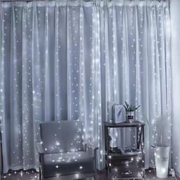 image-Cross-border LED Copper Wire Waterfall Curtain Light String Christmas Wedding Bedroom USB Remote Control Decorative Light with Hook