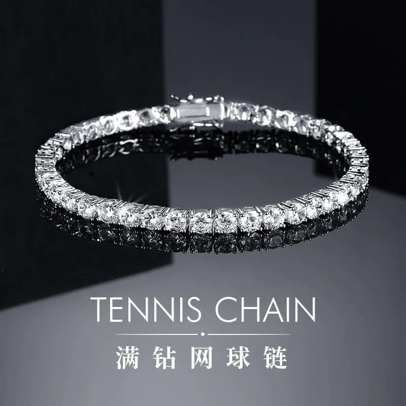 image-18K Gold Zircon Tennis Bracelet - White 8.5"