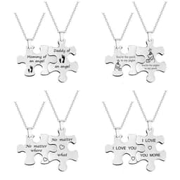 image-Puzzle Necklace Stainless Steel Couple Unisex