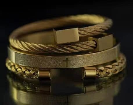 image-Stainless Steel Geometric Bracelet Men - Retro