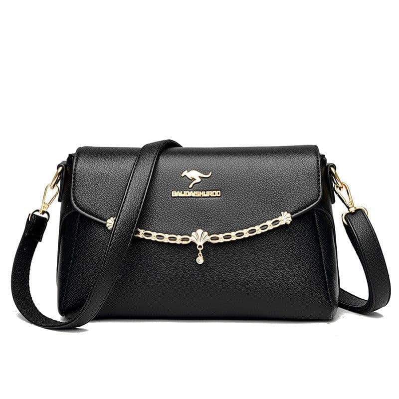 image-Women's Leather Shoulder Bag - Large Capacity