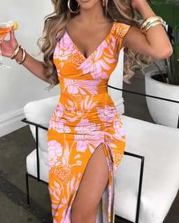 image-Sexy Trendy Lake Blue Women's Dress - XXXL