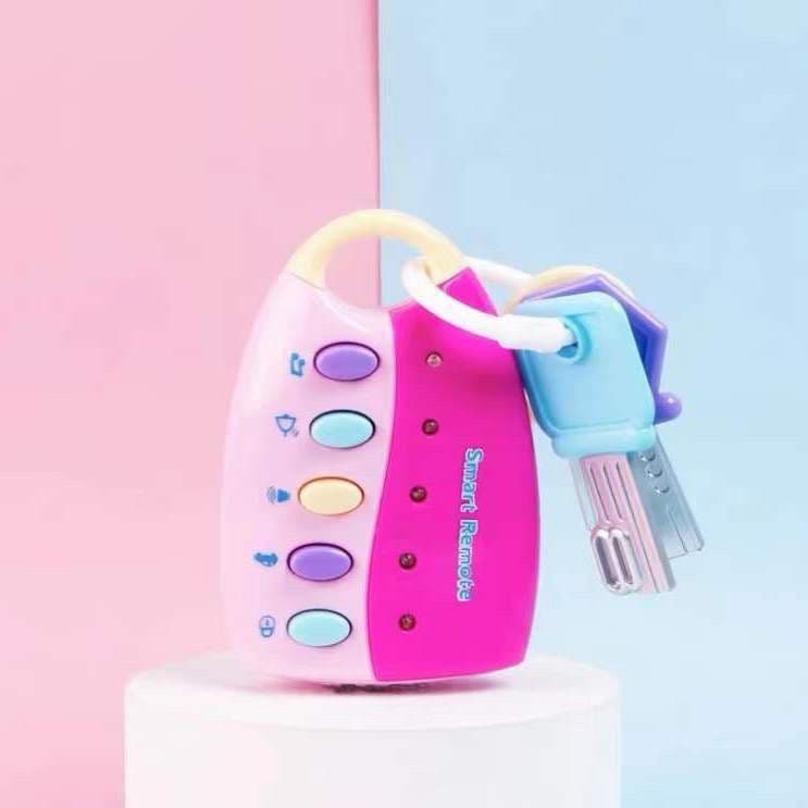 image-Cross-border children's simulation remote control car key lock toy light music baby early education educational toy stall