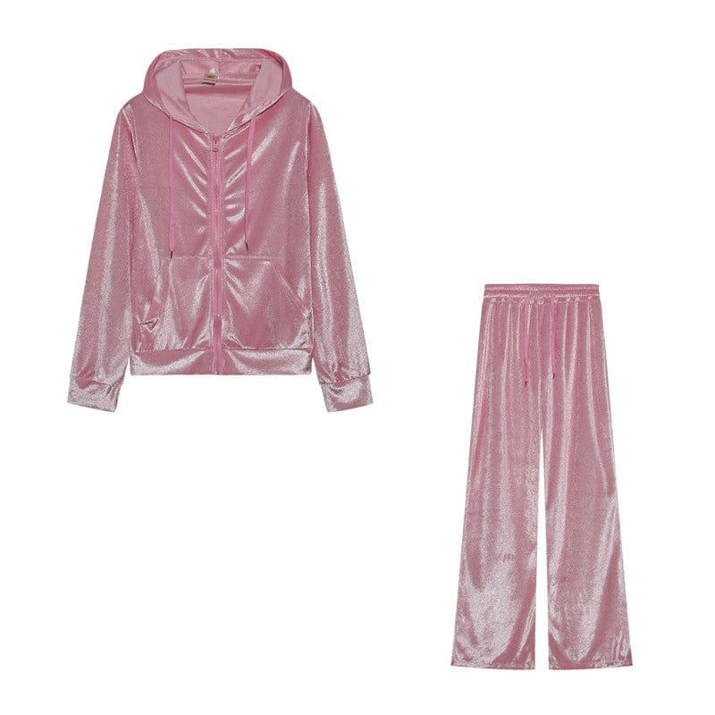 image-Women's 2-Piece Velvet Suit Set - Blue 3D Pattern XXL