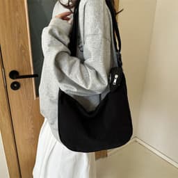 image-Women's Retro 2023 Canvas Crossbody Tote Bag - Khaki