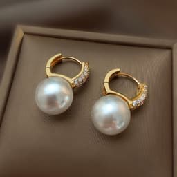 image-French Geometric Pearl Zircon Stud Earrings