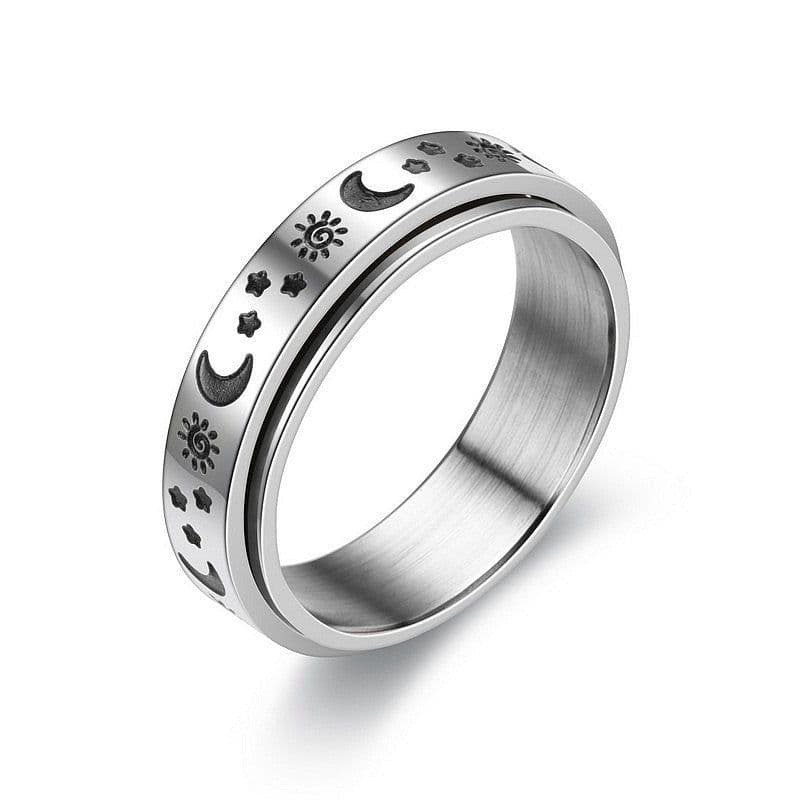 image-New simple transfer jewelry men's titanium steel rotatable beer bottle chain ring personality domineering ring