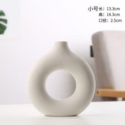 image-Nordic Ceramic Flower Arrangement Vase - Creative Round Dry Hydroponic Decor