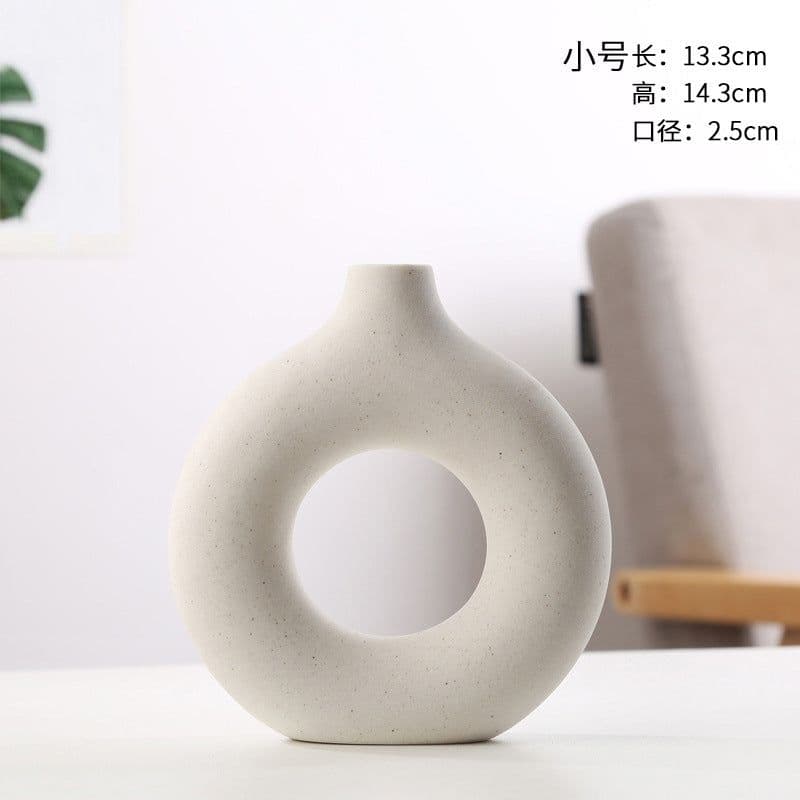 image-Nordic Ceramic Flower Arrangement Vase - Creative Round Dry Hydroponic Decor