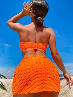 image-Bikini Swimsuit - Tube Top Tie 3-Piece