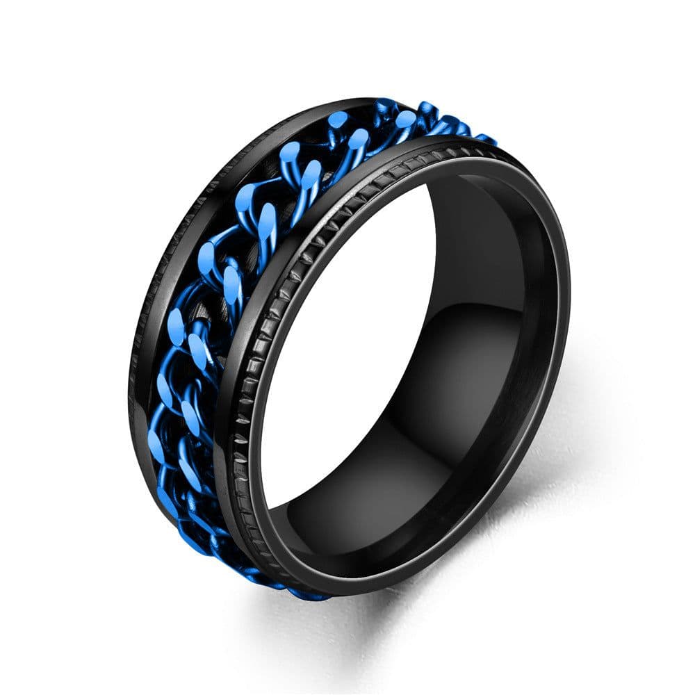 image-New simple transfer jewelry men's titanium steel rotatable beer bottle chain ring personality domineering ring