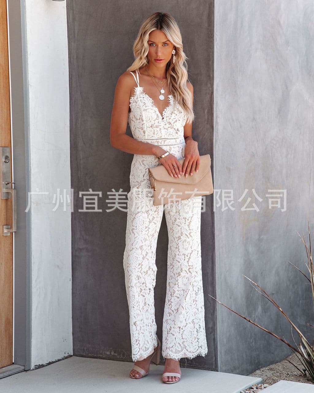 image-Lace Jumpsuit Women XXL Dark Blue Summer