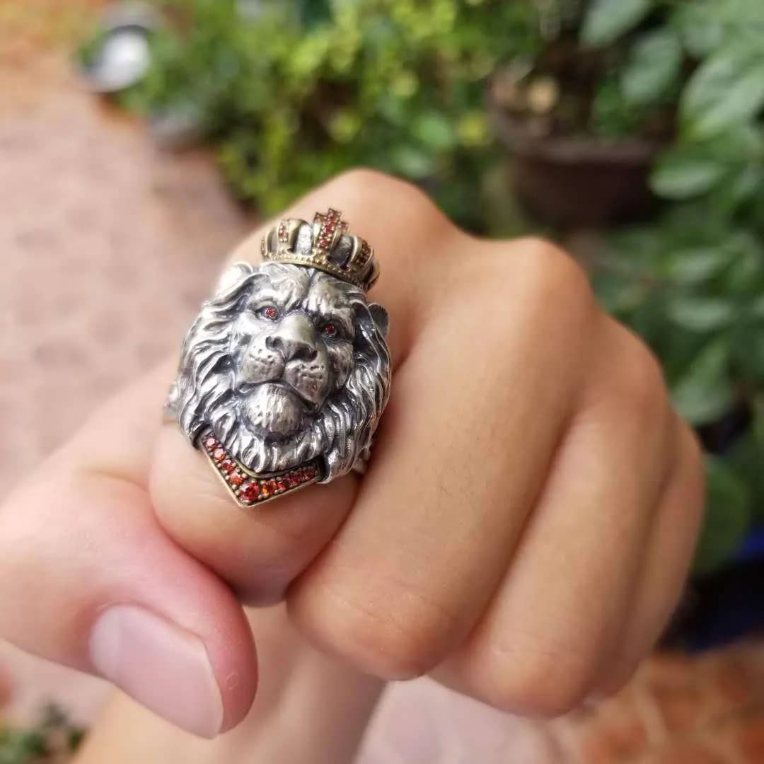 image-Huishun Lion Head Ring Titanium Steel Adjustable