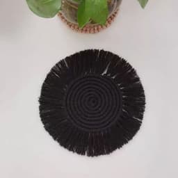 image-Boho Round Hand-Woven Table Mat - Gray 17cm Western Coaster
