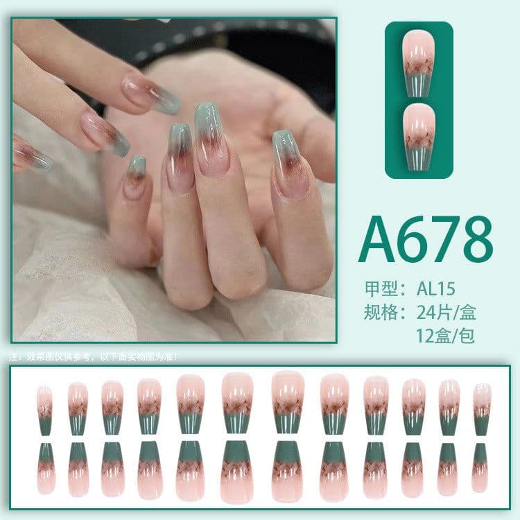 image-Autumn and winter gentle and pure desire simple style wearable manicure patches short, medium and long style white removable fake nail patches