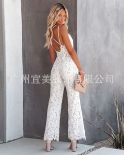 image-Lace Jumpsuit Women XXL Dark Blue Summer