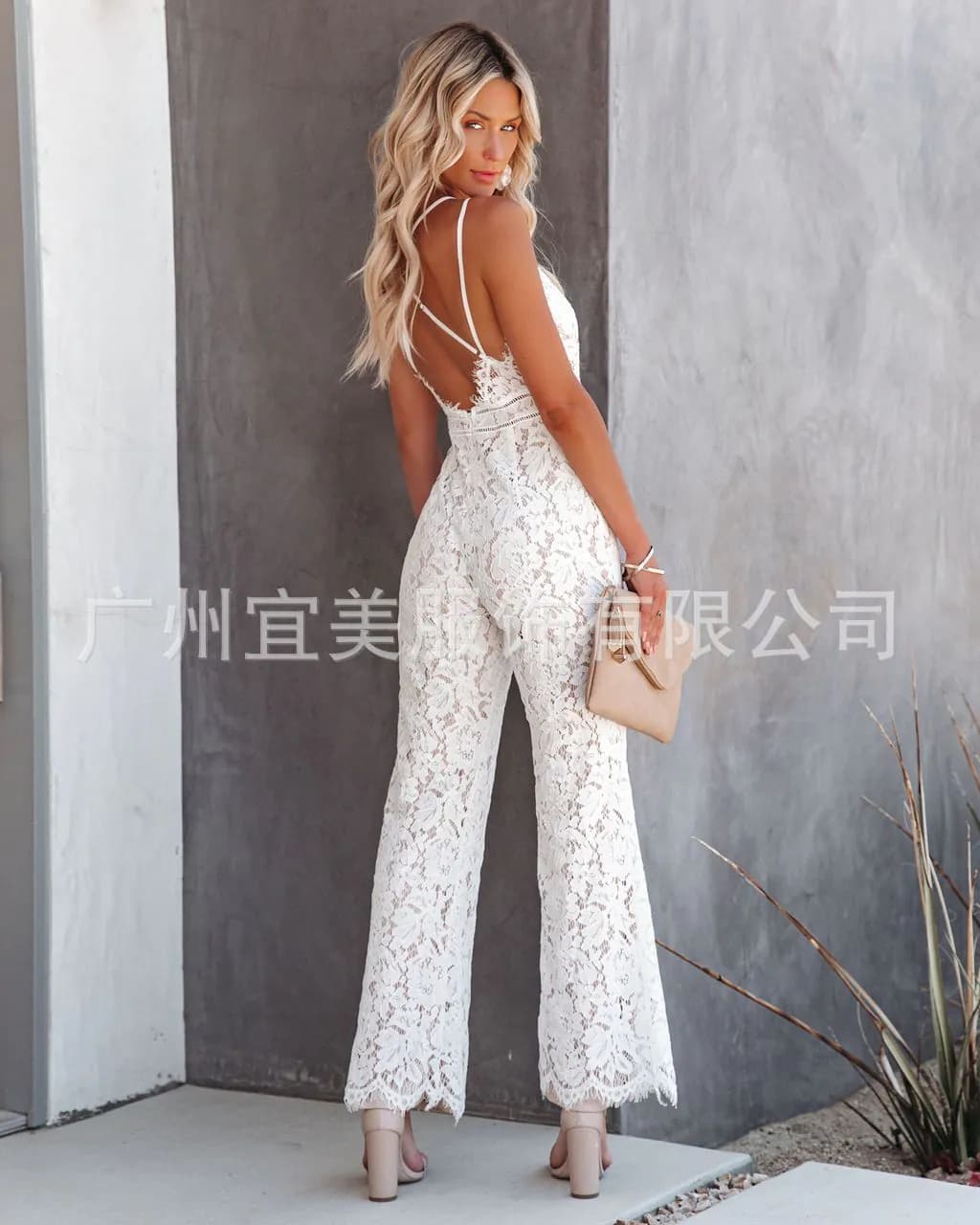 image-Lace Jumpsuit Women XXL Dark Blue Summer