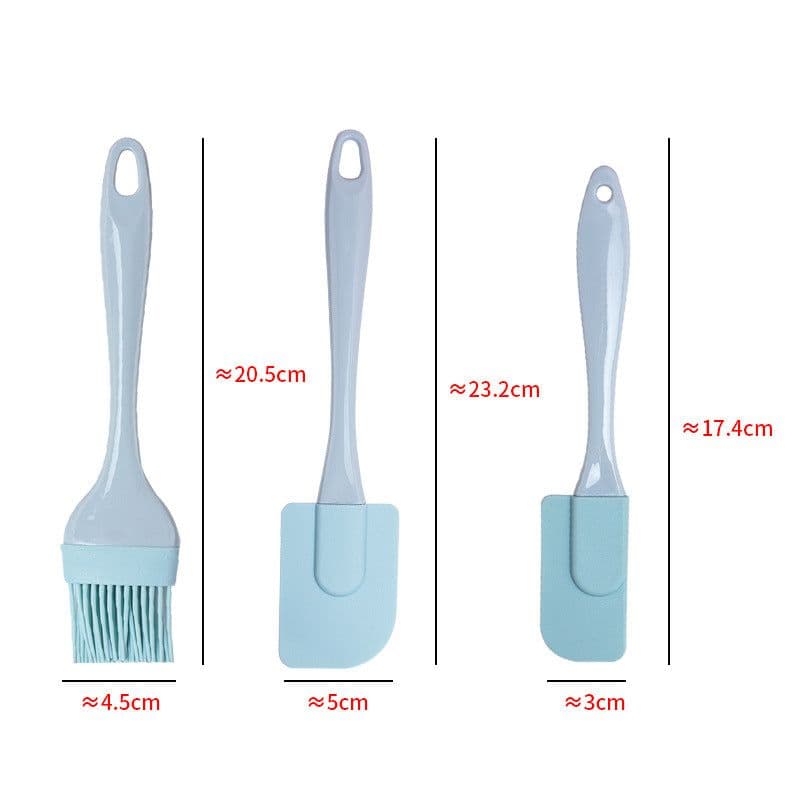 image-Silicone Scraper 3-Piece Set - Cream Spatula Oil Brush Baking Tool