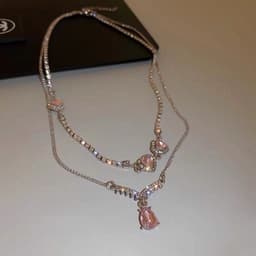 image-Ni Qi Jewelry Double-Layer Diamond Necklace - Clavicle Chain