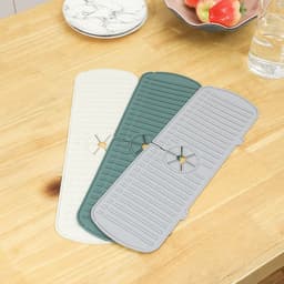 image-Silicone Drain Pad - S/M/L Sizes, Off-White/Gray/Green, Multi-Functional Kitchen Sink