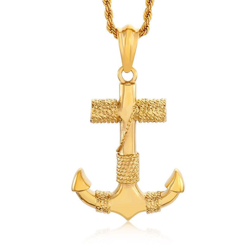image-Kalen Titanium Steel Anchor Necklace - Gold - Retro Men's Fashion Jewelry