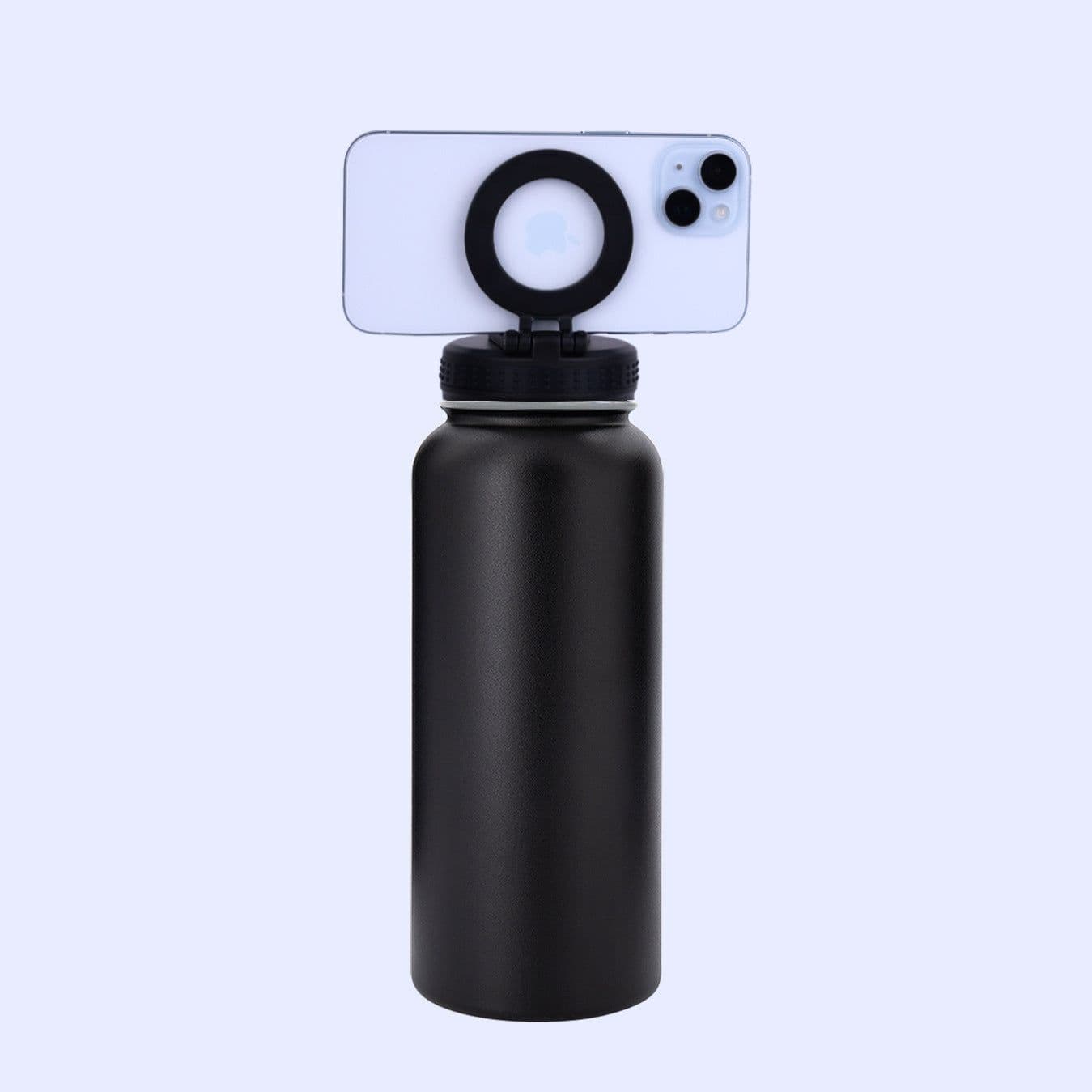 image-Amazon's new 32oz stainless steel 304 space kettle double-layer insulated cup with mobile phone holder magnetic lid ready for sale
