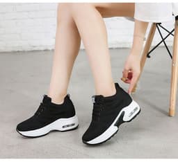 image-Shoe Factory Wholesale Spring Soft Bottom Mesh Surface Breathable Inner Increase Women's Shoes Sports Running Shoes Muffin Shoes Summer Casual Shoes