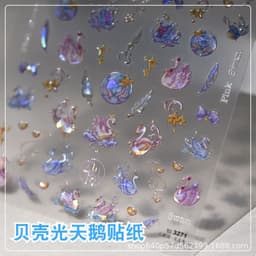image-Shell Light Gold Koi Nail Stickers - Aurora Pink