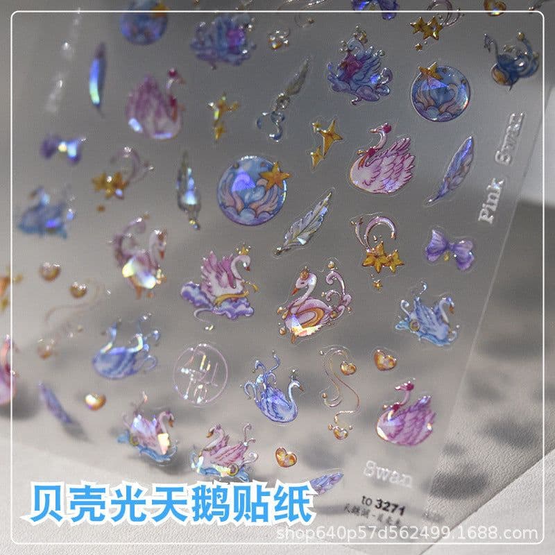image-Shell Light Gold Koi Nail Stickers - Aurora Pink
