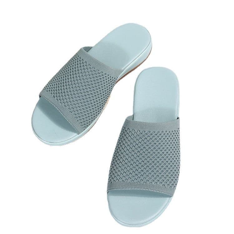 image-Wish independent station sandals 2022 spring and summer new knitted thick bottom 36-43 large size flat slippers women wholesale