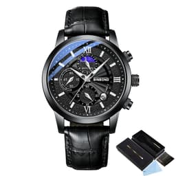 image-BINBOND B6187 Quartz Chronograph Watch - Black 42mm