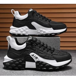 image-Men's Sports Casual Shoes - Black Orange Low Top